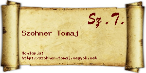Szohner Tomaj névjegykártya